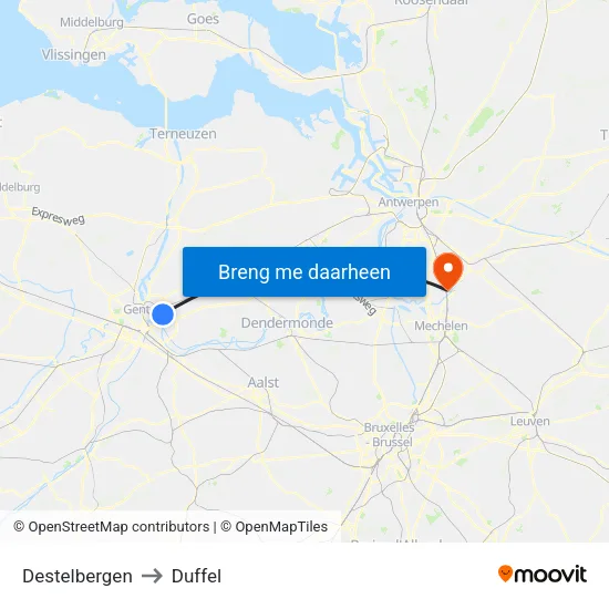 Destelbergen to Duffel map