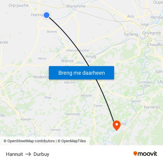 Hannuit to Durbuy map