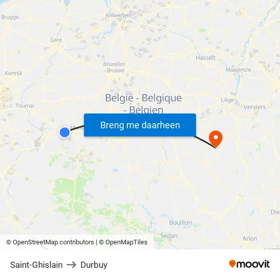 Saint-Ghislain to Durbuy map