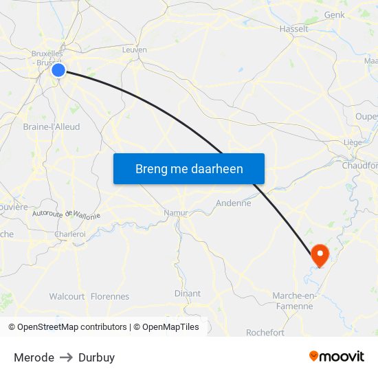 Merode to Durbuy map