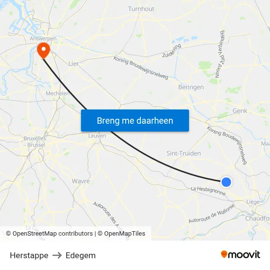 Herstappe to Edegem map