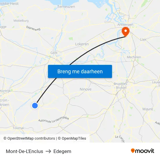Mont-De-L'Enclus to Edegem map