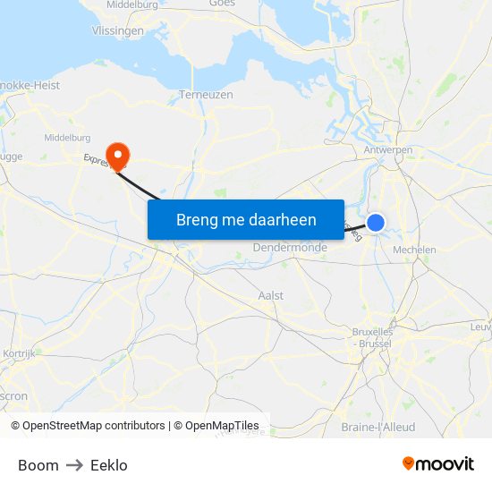 Boom to Eeklo map