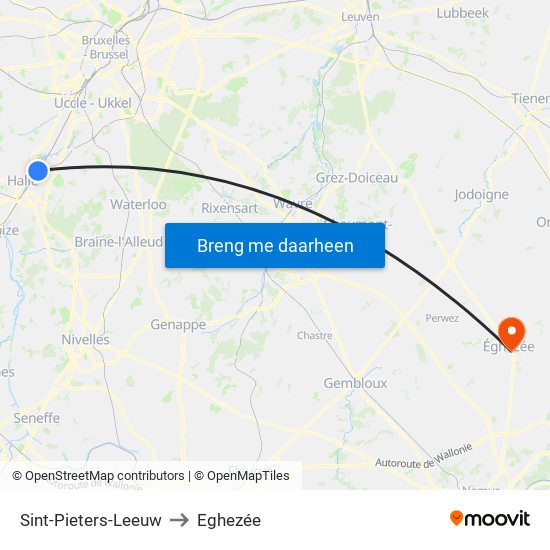 Sint-Pieters-Leeuw to Eghezée map