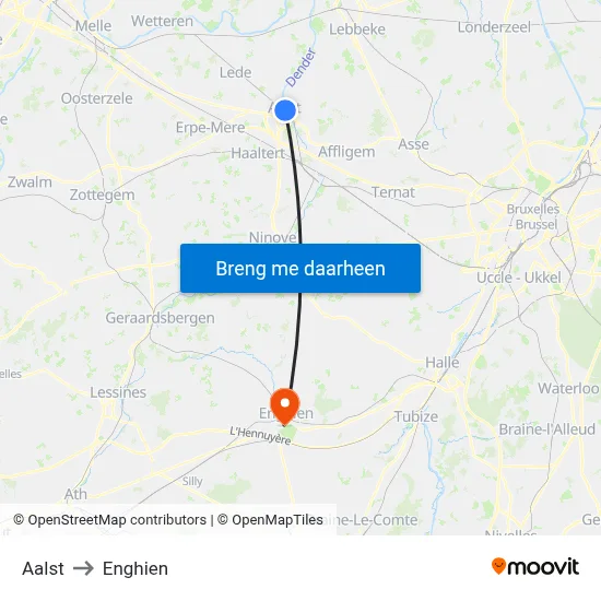 Aalst to Enghien map