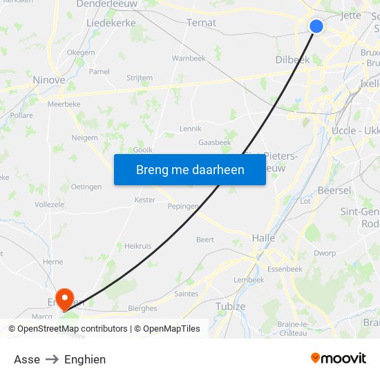 Asse to Enghien map