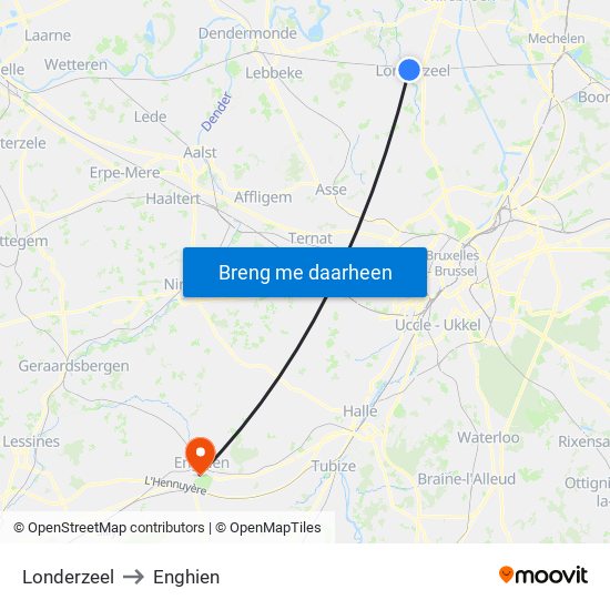 Londerzeel to Enghien map