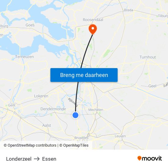 Londerzeel to Essen map