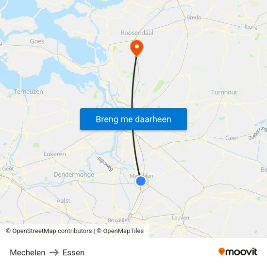 Mechelen to Essen map