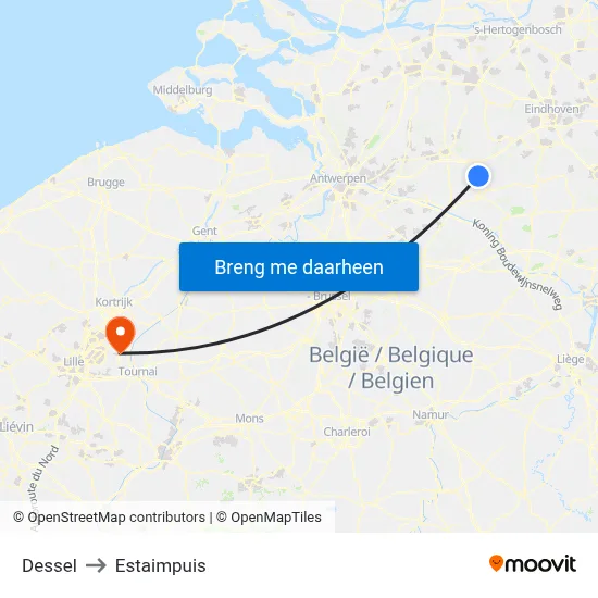 Dessel to Estaimpuis map