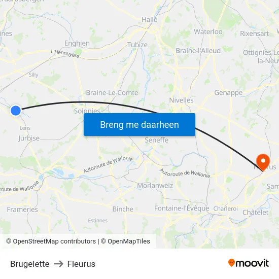 Brugelette to Fleurus map