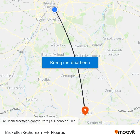 Bruxelles-Schuman to Fleurus map