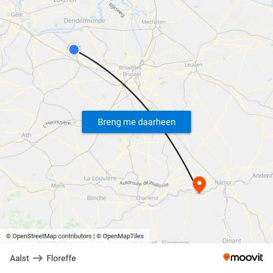 Aalst to Floreffe map