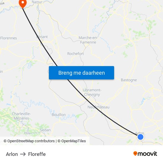 Arlon to Floreffe map