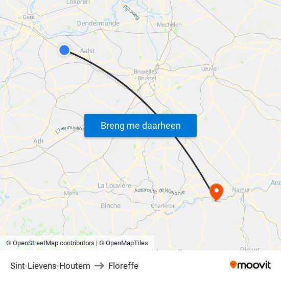 Sint-Lievens-Houtem to Floreffe map