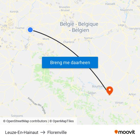 Leuze-En-Hainaut to Florenville map