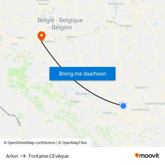Arlon to Fontaine-L'Evêque map