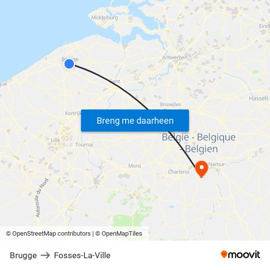 Brugge to Fosses-La-Ville map