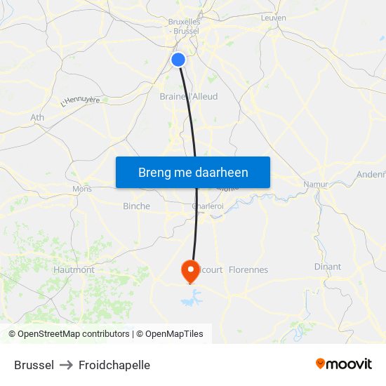 Brussel to Froidchapelle map