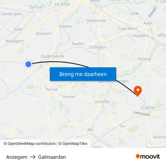 Anzegem to Galmaarden map