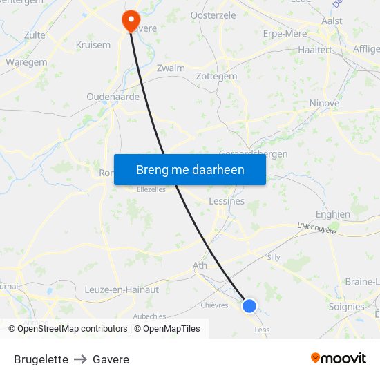 Brugelette to Gavere map