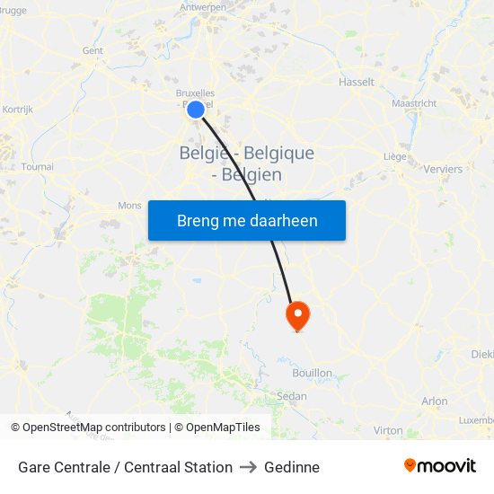 Gare Centrale / Centraal Station to Gedinne map