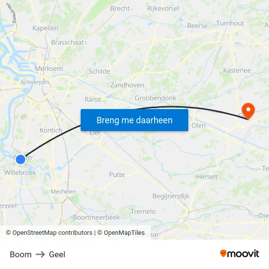 Boom to Geel map