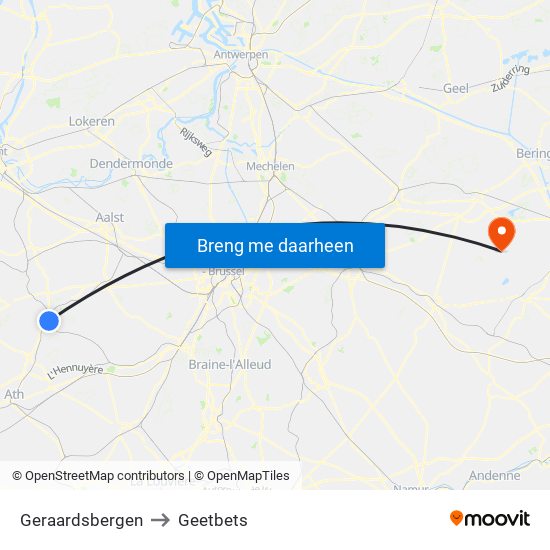 Geraardsbergen to Geetbets map