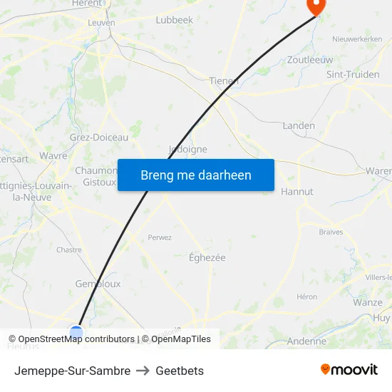Jemeppe-Sur-Sambre to Geetbets map