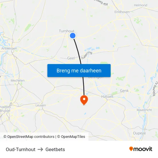 Oud-Turnhout to Geetbets map