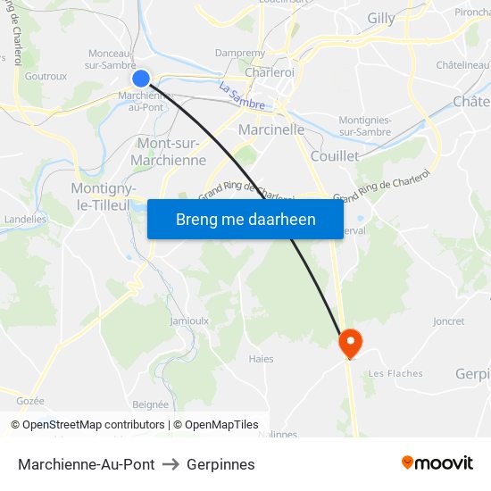 Marchienne-Au-Pont to Gerpinnes map