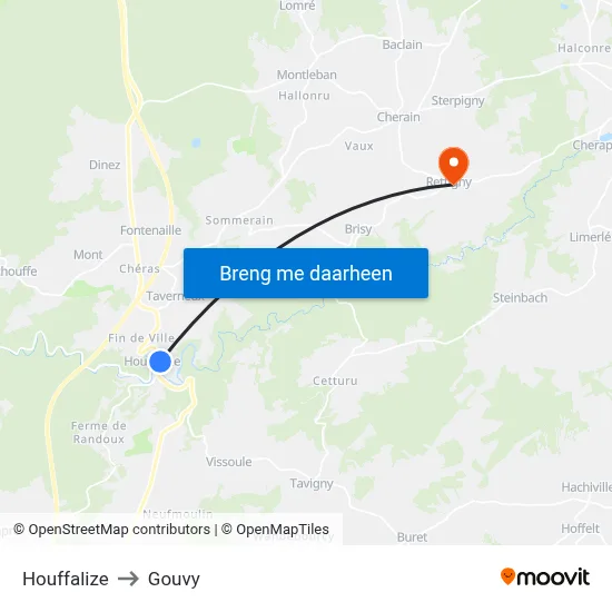 Houffalize to Gouvy map