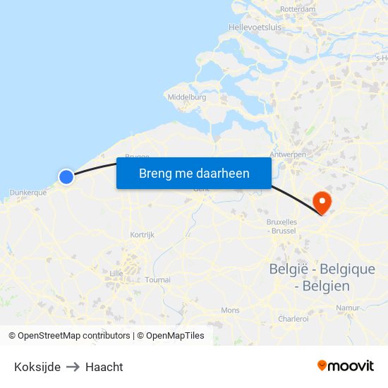 Koksijde to Haacht map