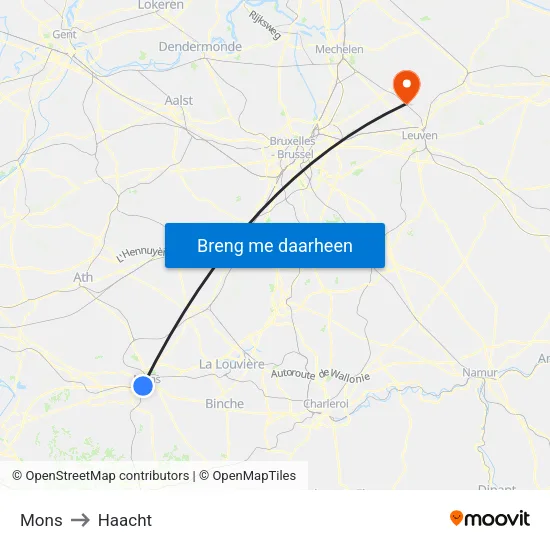 Mons to Haacht map