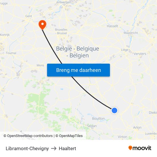 Libramont-Chevigny to Haaltert map