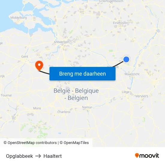 Opglabbeek to Haaltert map