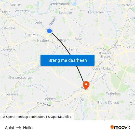 Aalst to Halle map