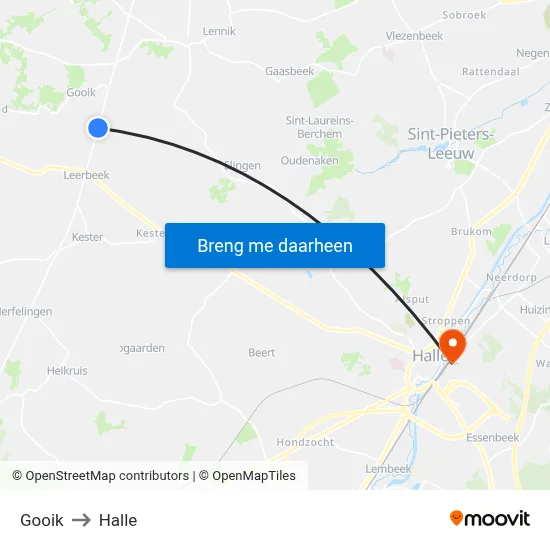 Gooik to Halle map