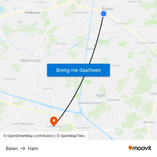 Balen to Ham map