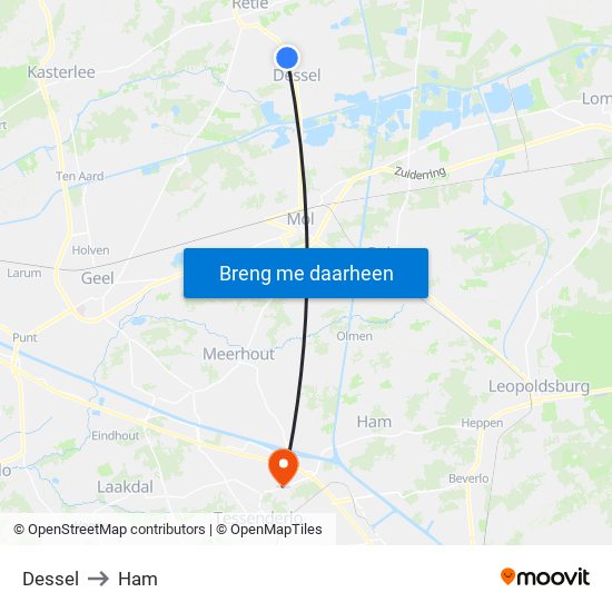 Dessel to Ham map