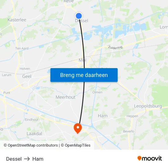 Dessel to Ham map