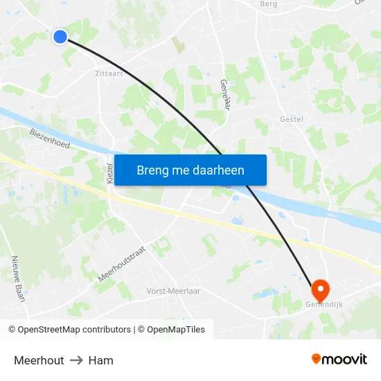 Meerhout to Ham map