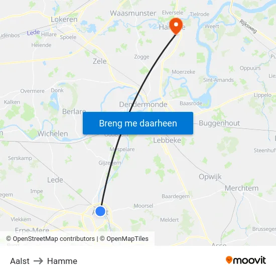 Aalst to Hamme map