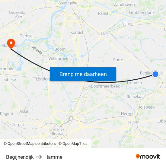Begijnendijk to Hamme map