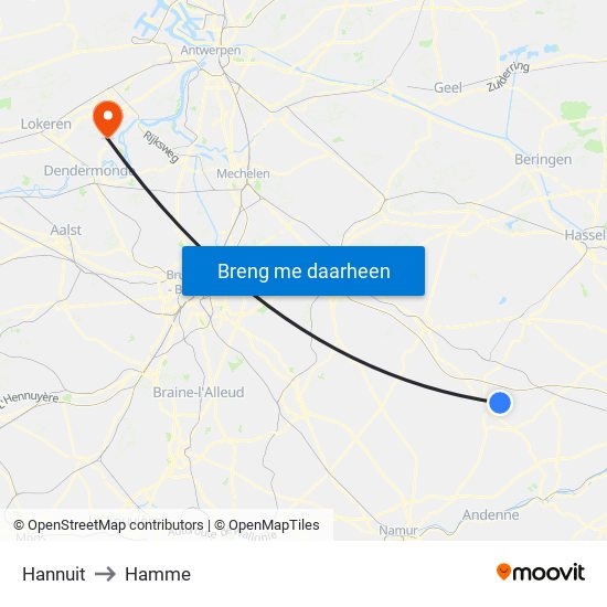 Hannuit to Hamme map