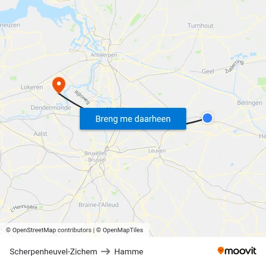 Scherpenheuvel-Zichem to Hamme map
