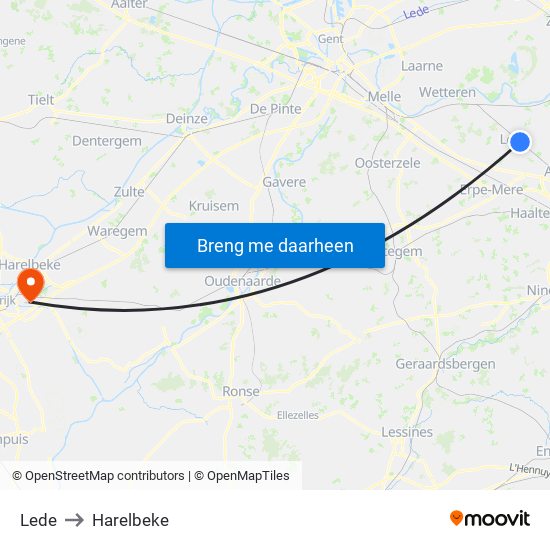 Lede to Harelbeke map