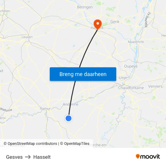 Gesves to Hasselt map