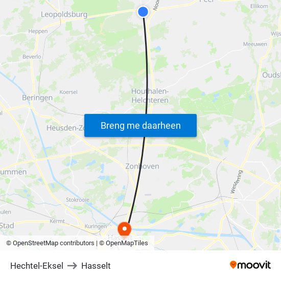 Hechtel-Eksel to Hasselt map