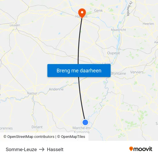 Somme-Leuze to Hasselt map